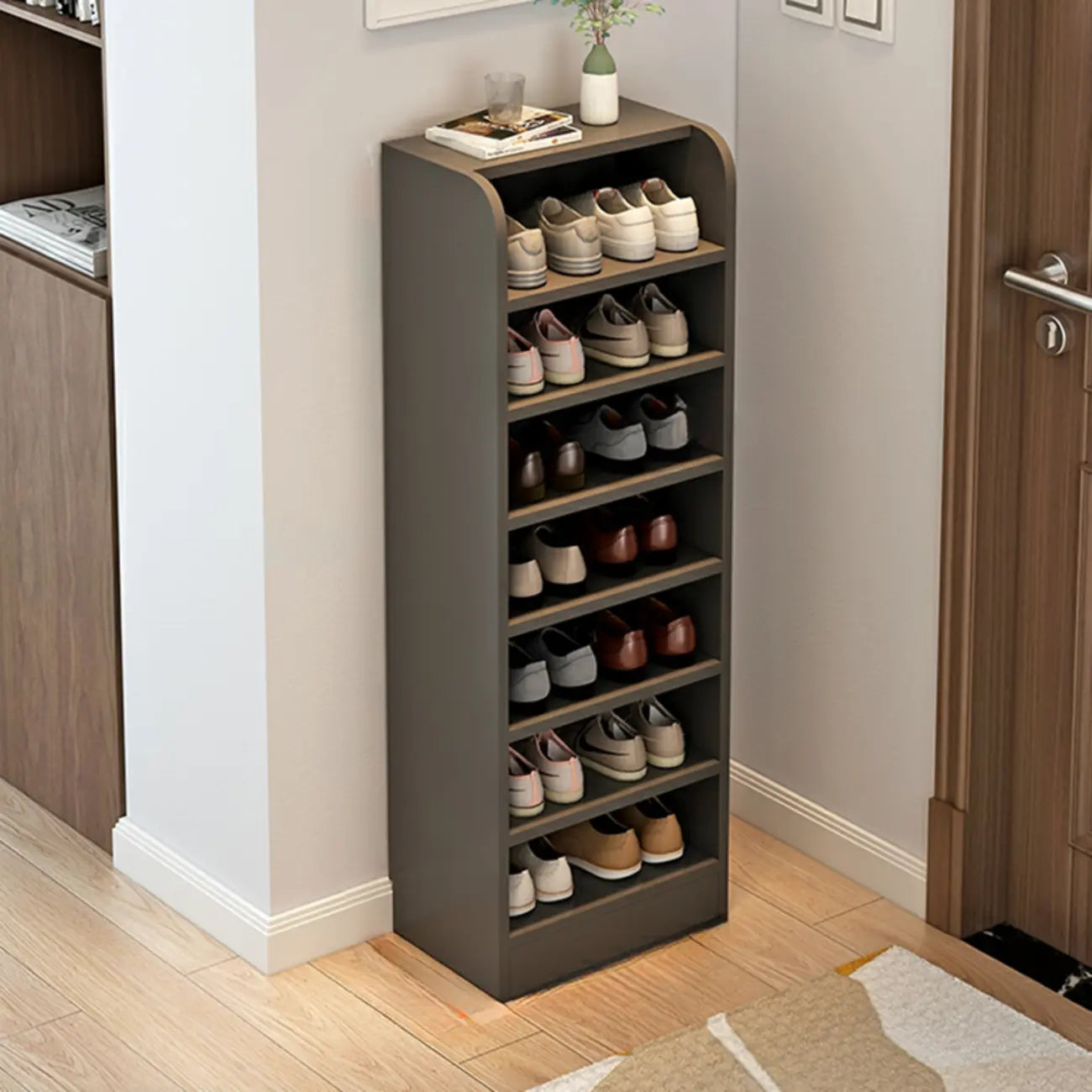 Functional Adjustable Multi-Layer Wooden Shoe Rack Organizer