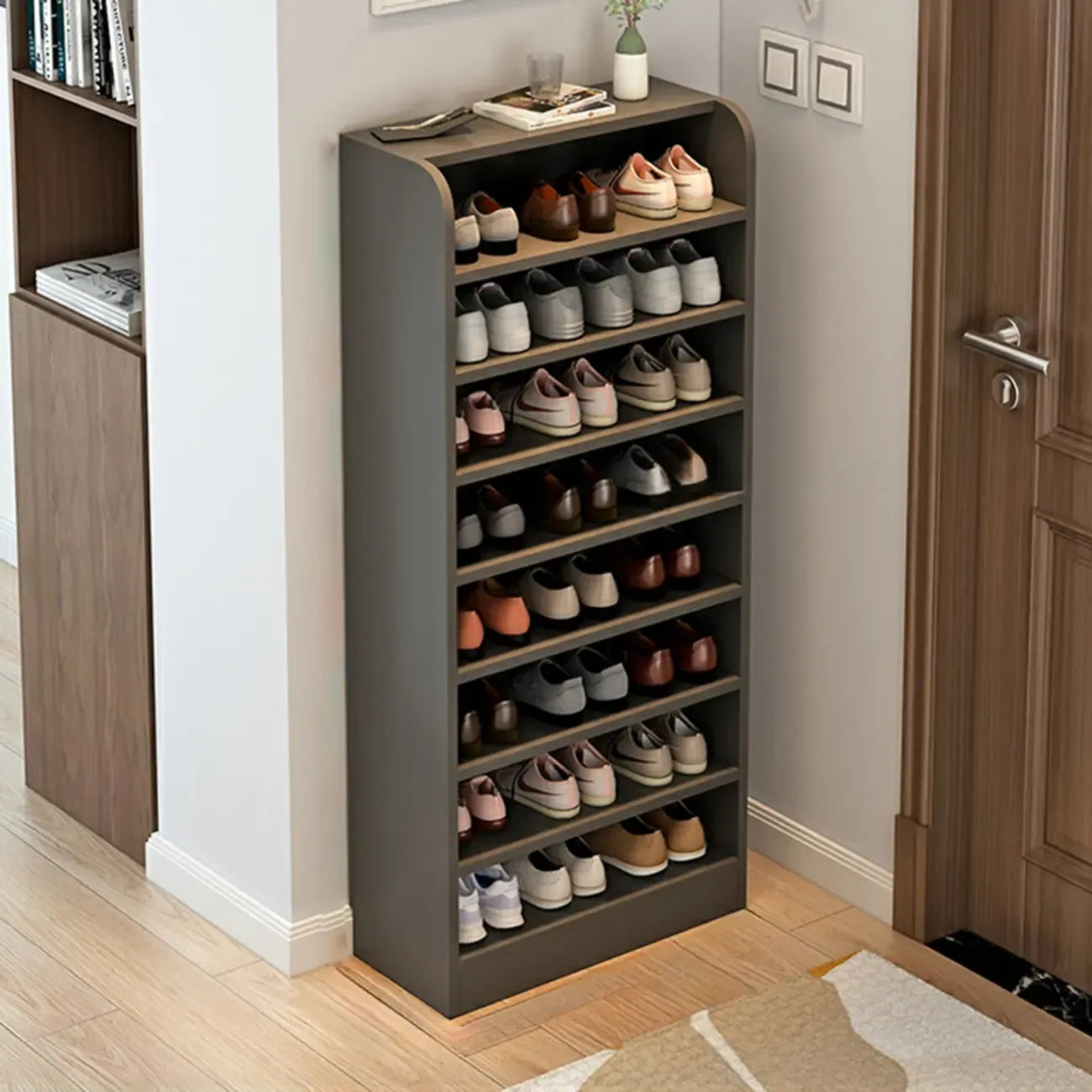 Functional Adjustable Multi-Layer Wooden Shoe Rack Organizer