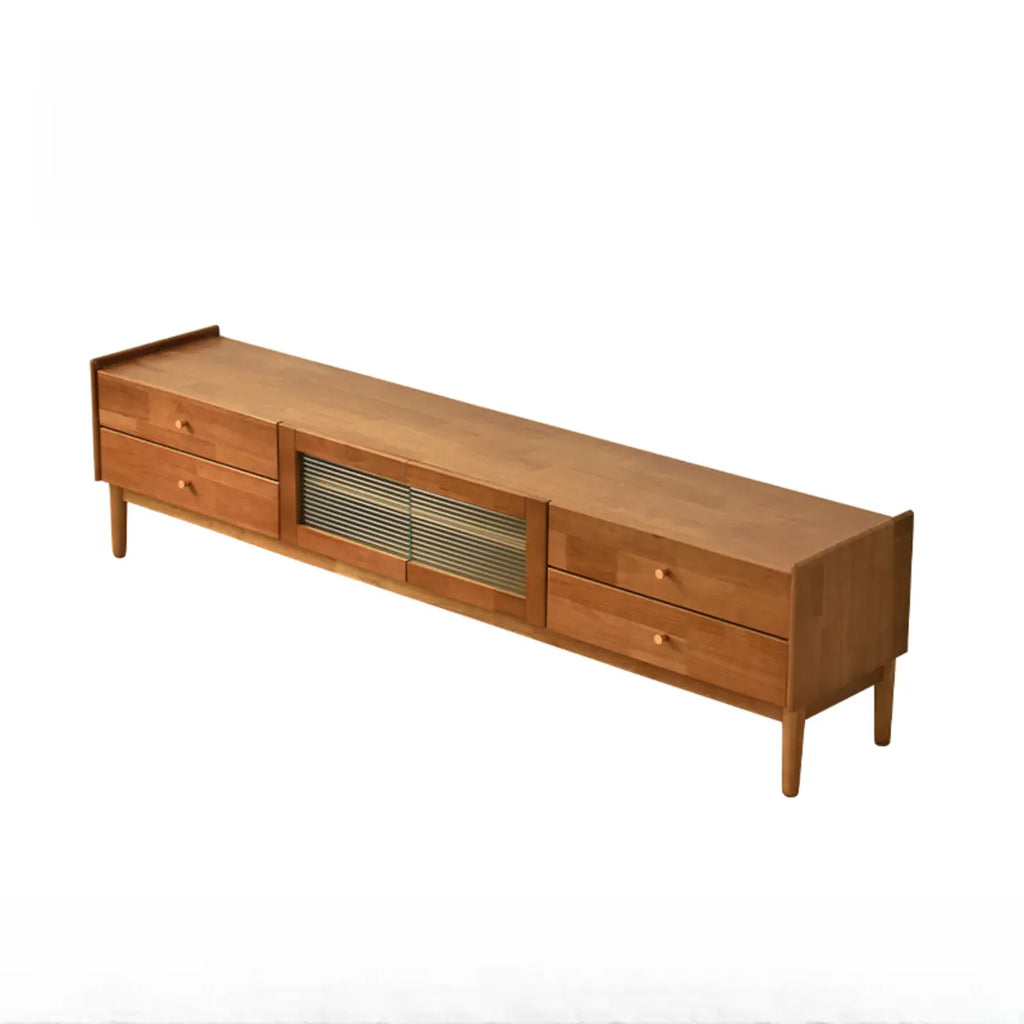 87 Living Room Walnut Wood TV Stand with Adjustable Shelves