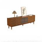 87 Living Room Walnut Wood TV Stand with Adjustable Shelves