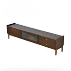 87 Living Room Walnut Wood TV Stand with Adjustable Shelves