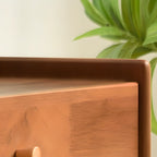 87 Living Room Walnut Wood TV Stand with Adjustable Shelves