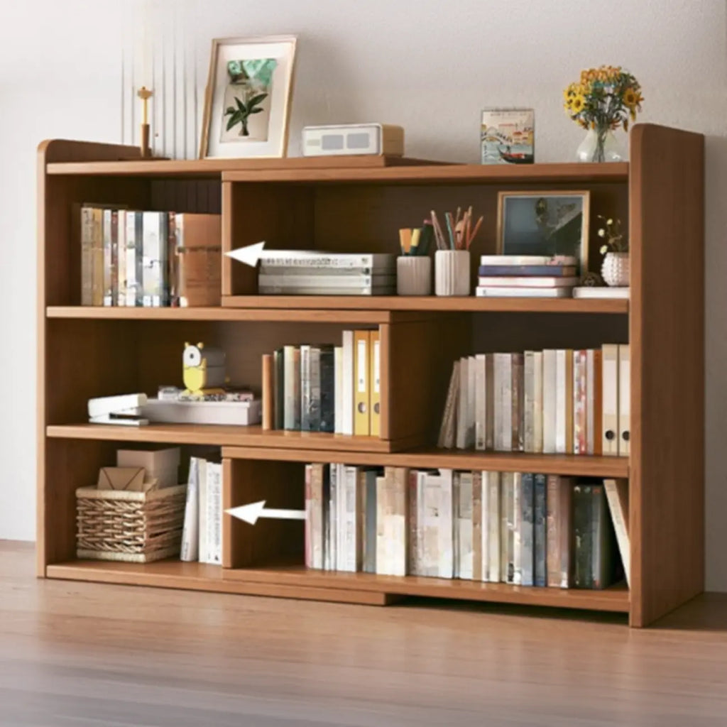 Modern Wood Adjustable Horizontal Bookcase Cube Organizer