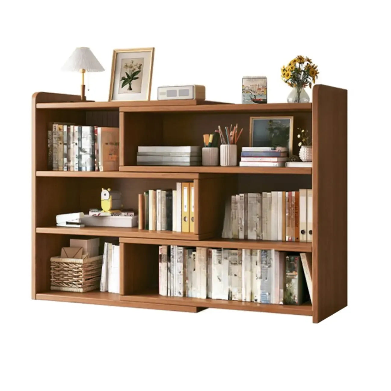 Modern Wood Adjustable Horizontal Bookcase Cube Organizer