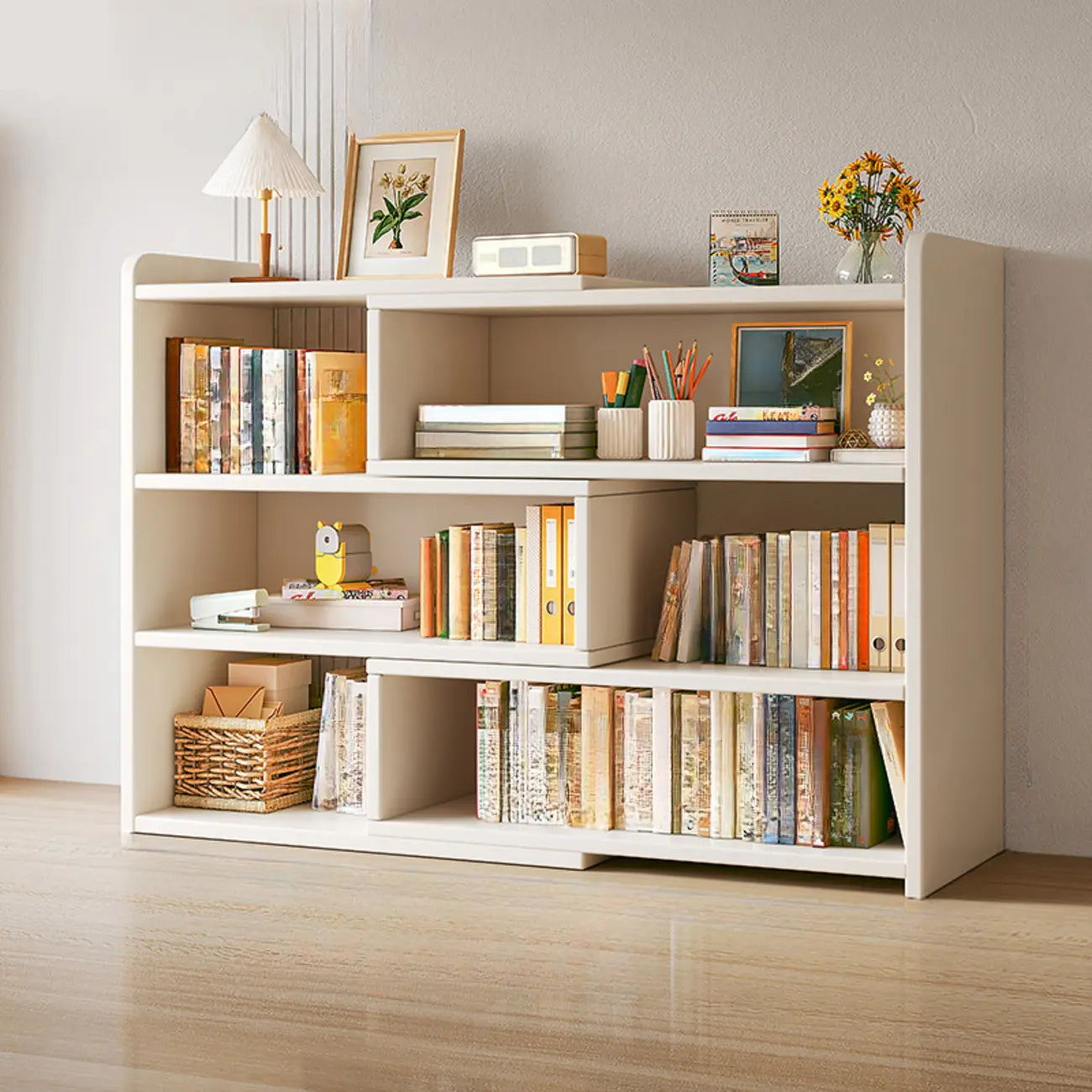 Modern Wood Adjustable Horizontal Bookcase Cube Organizer
