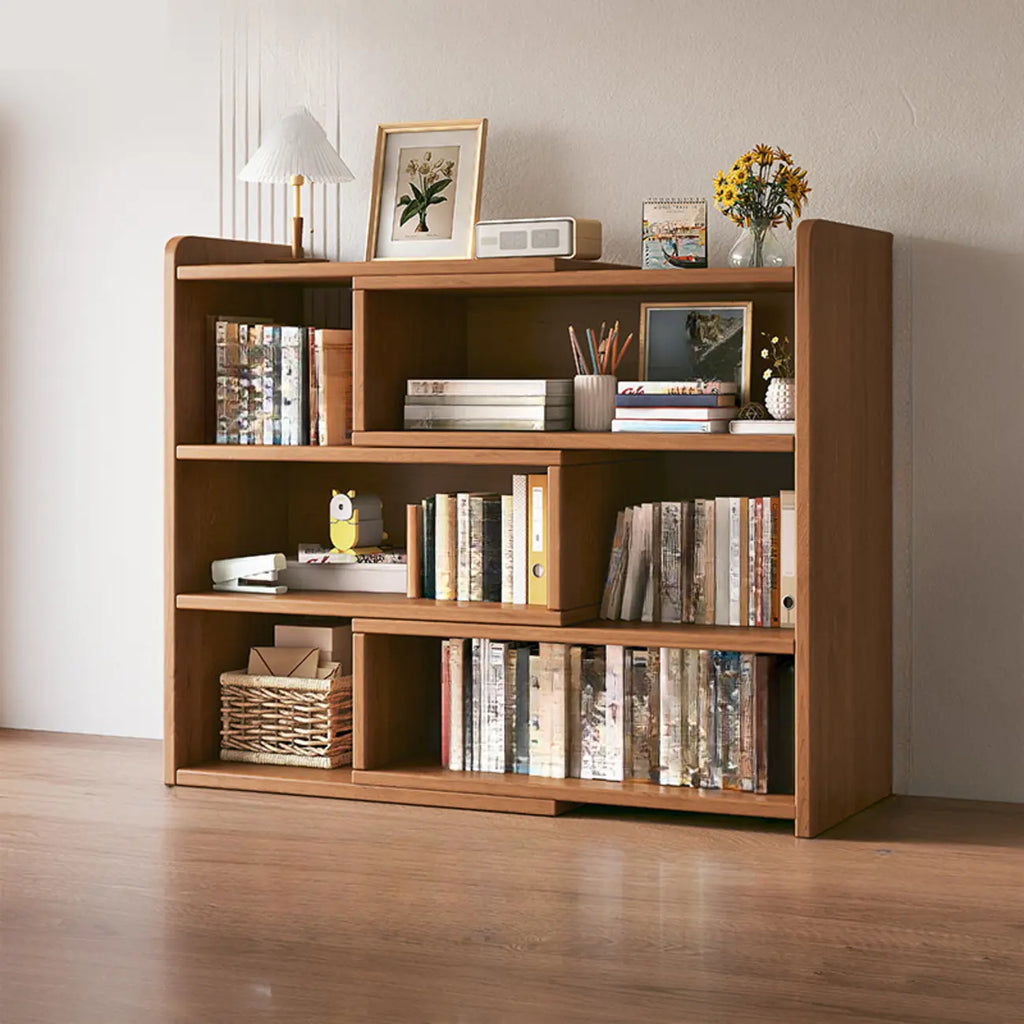 Modern Wood Adjustable Horizontal Bookcase Cube Organizer