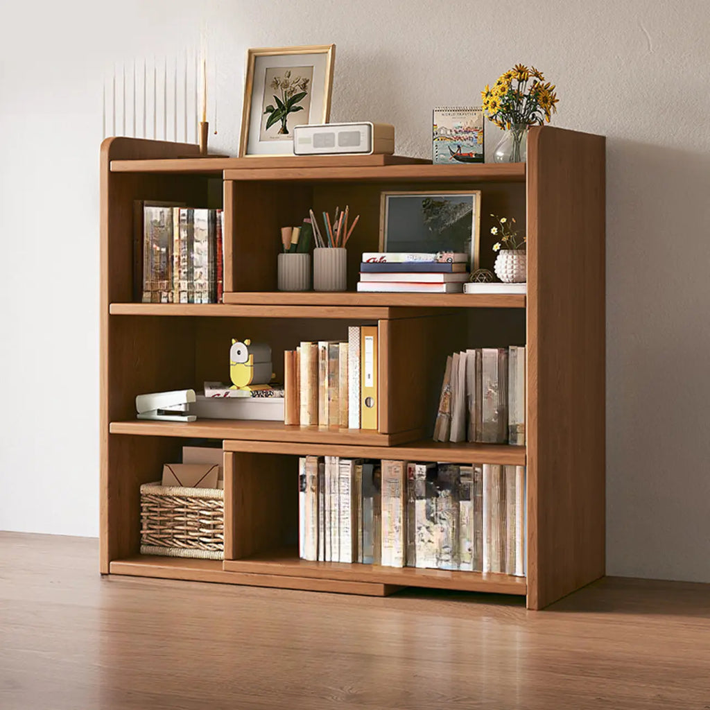 Modern Wood Adjustable Horizontal Bookcase Cube Organizer