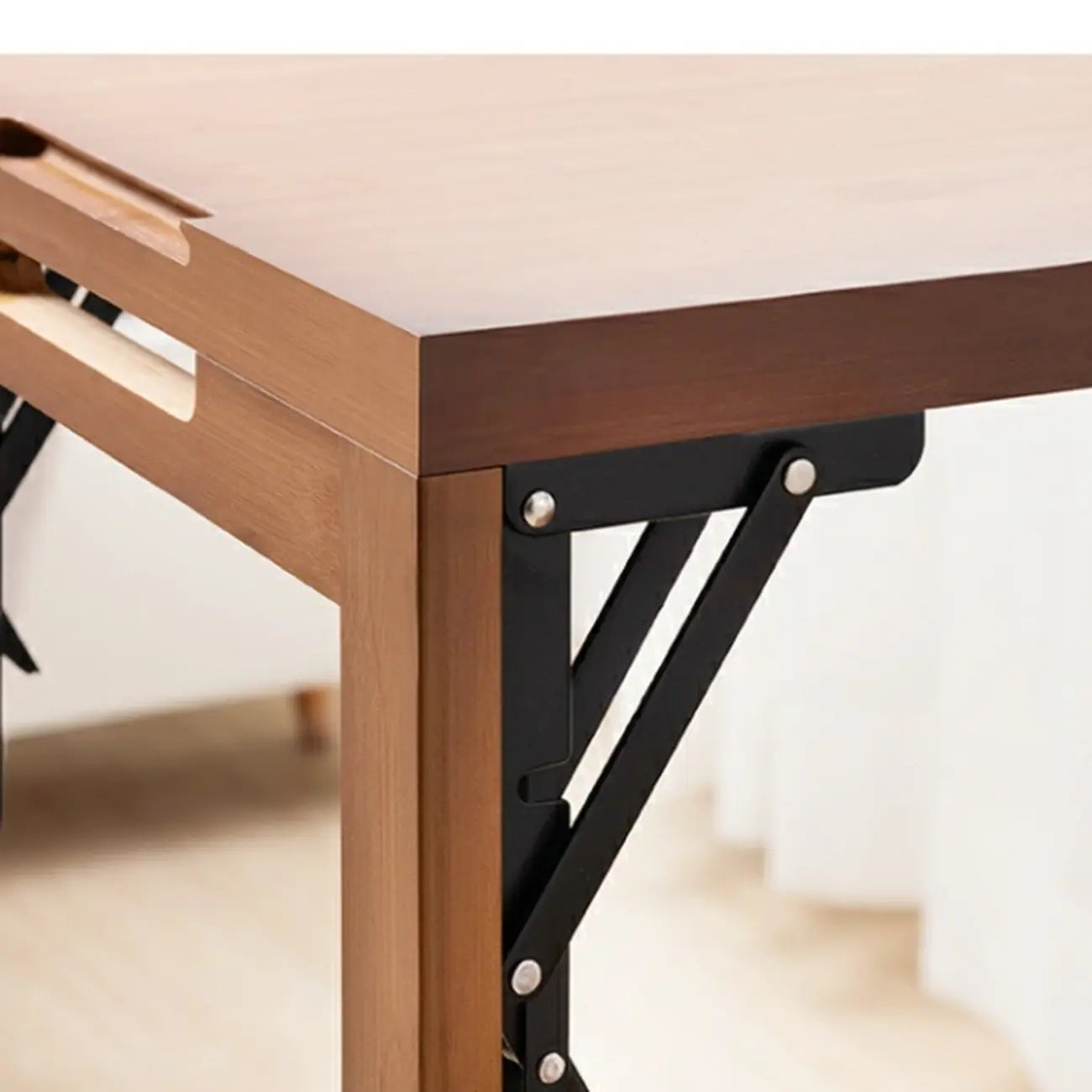Manual Extension Brown Bamboo Storage Bar Tables