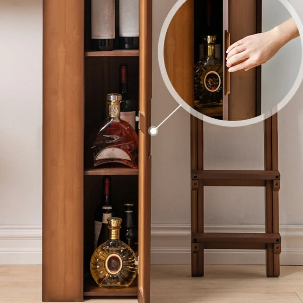 Manual Extension Brown Bamboo Storage Bar Tables