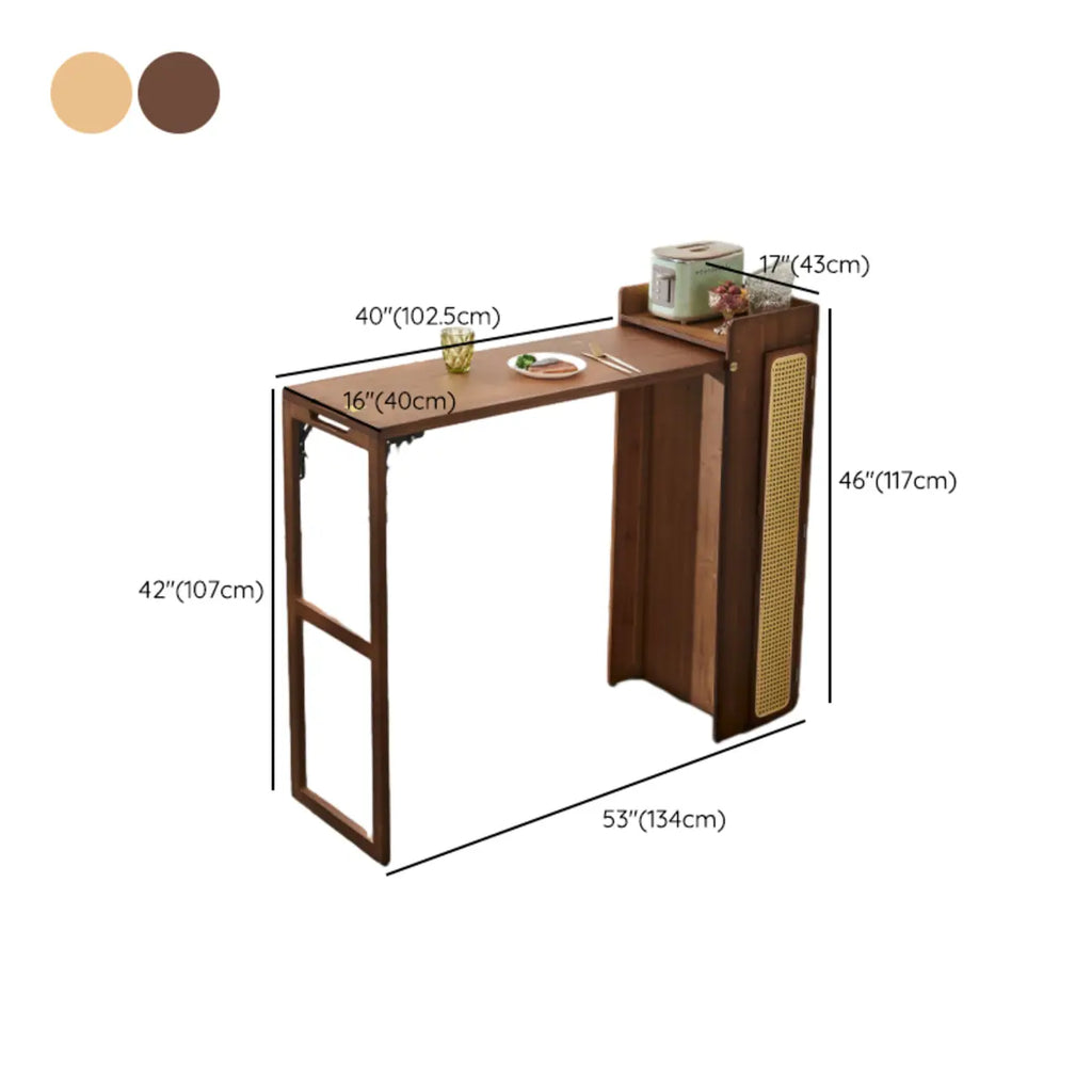 Manual Extension Brown Bamboo Storage Bar Tables