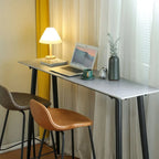 Modern Grey Travertine Top Metal Legs Bar Table for Dining Room