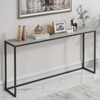 Minimalist Black Metal Bar Tables with Stone Top