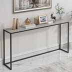 Minimalist Black Metal Bar Tables with Stone Top