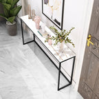 Minimalist Black Metal Bar Tables with Stone Top