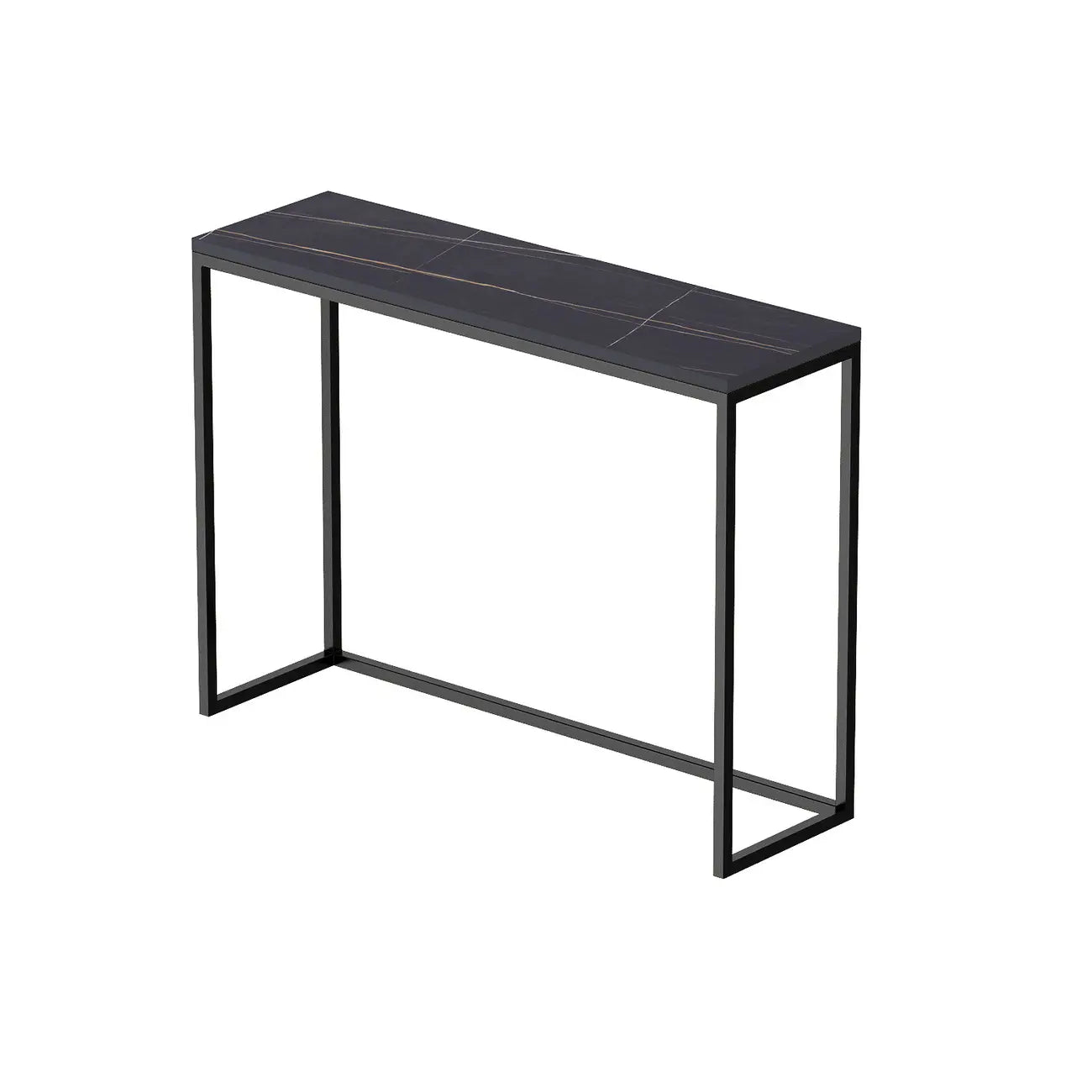 Minimalist Black Metal Bar Tables with Stone Top