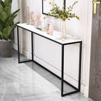 Minimalist Black Metal Bar Tables with Stone Top