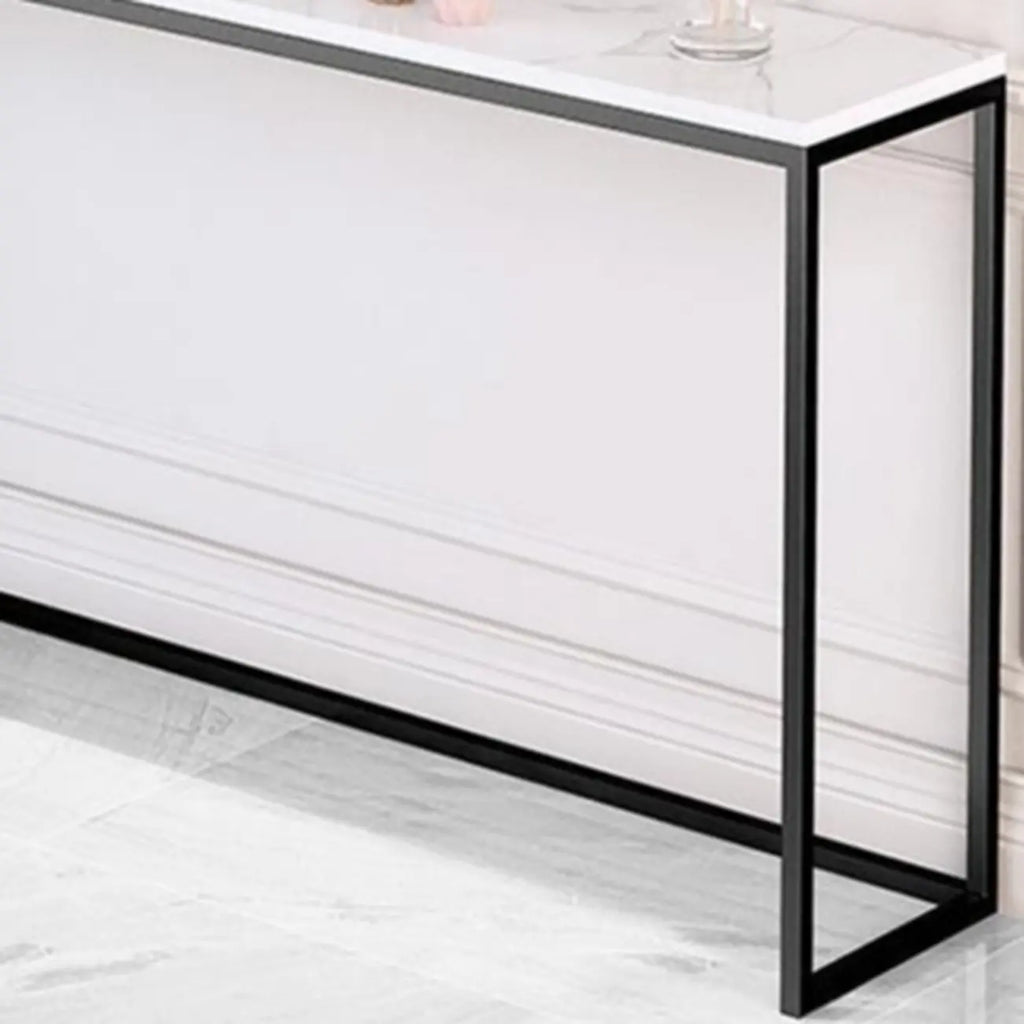 Minimalist Black Metal Bar Tables with Stone Top
