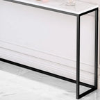 Minimalist Black Metal Bar Tables with Stone Top