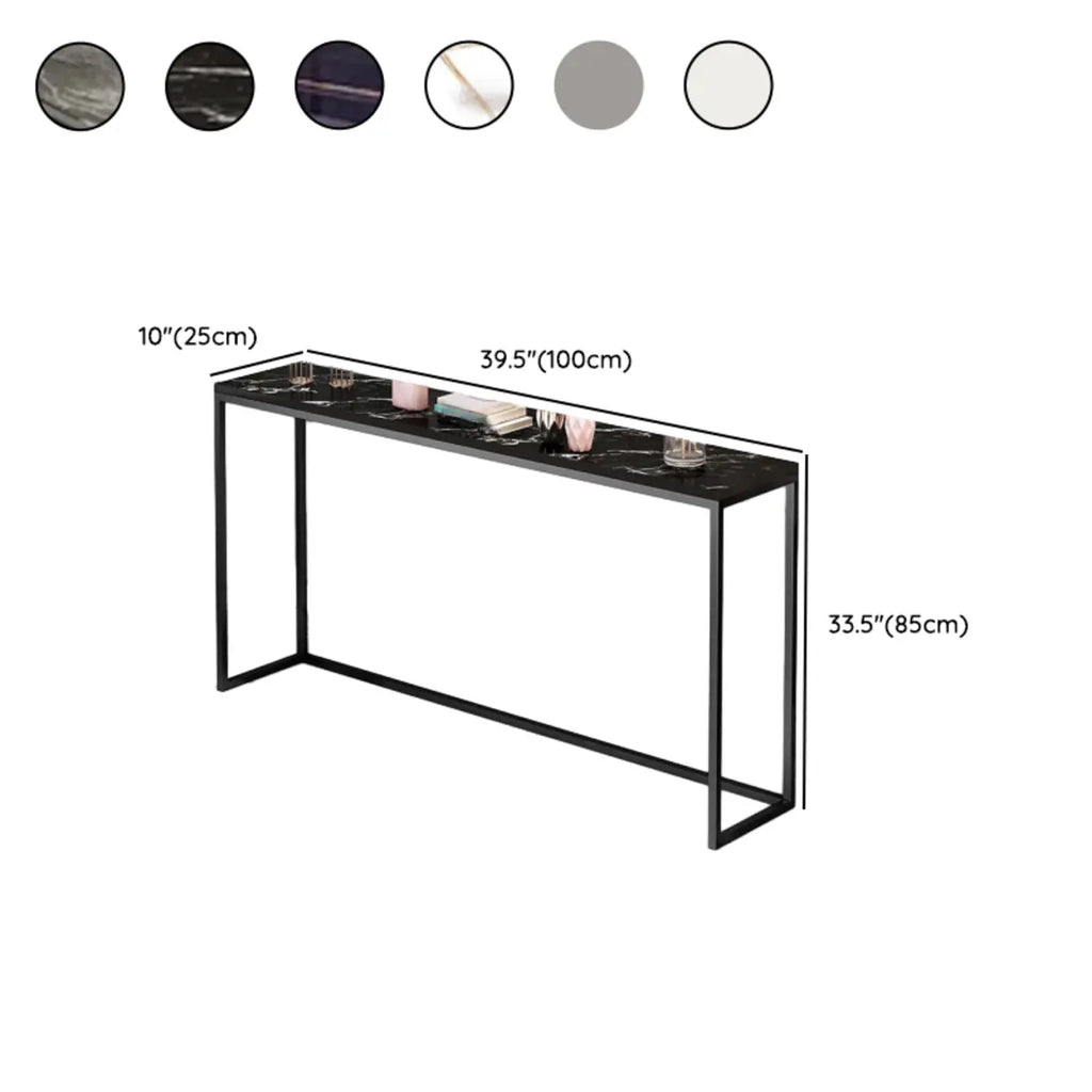 Minimalist Black Metal Bar Tables with Stone Top