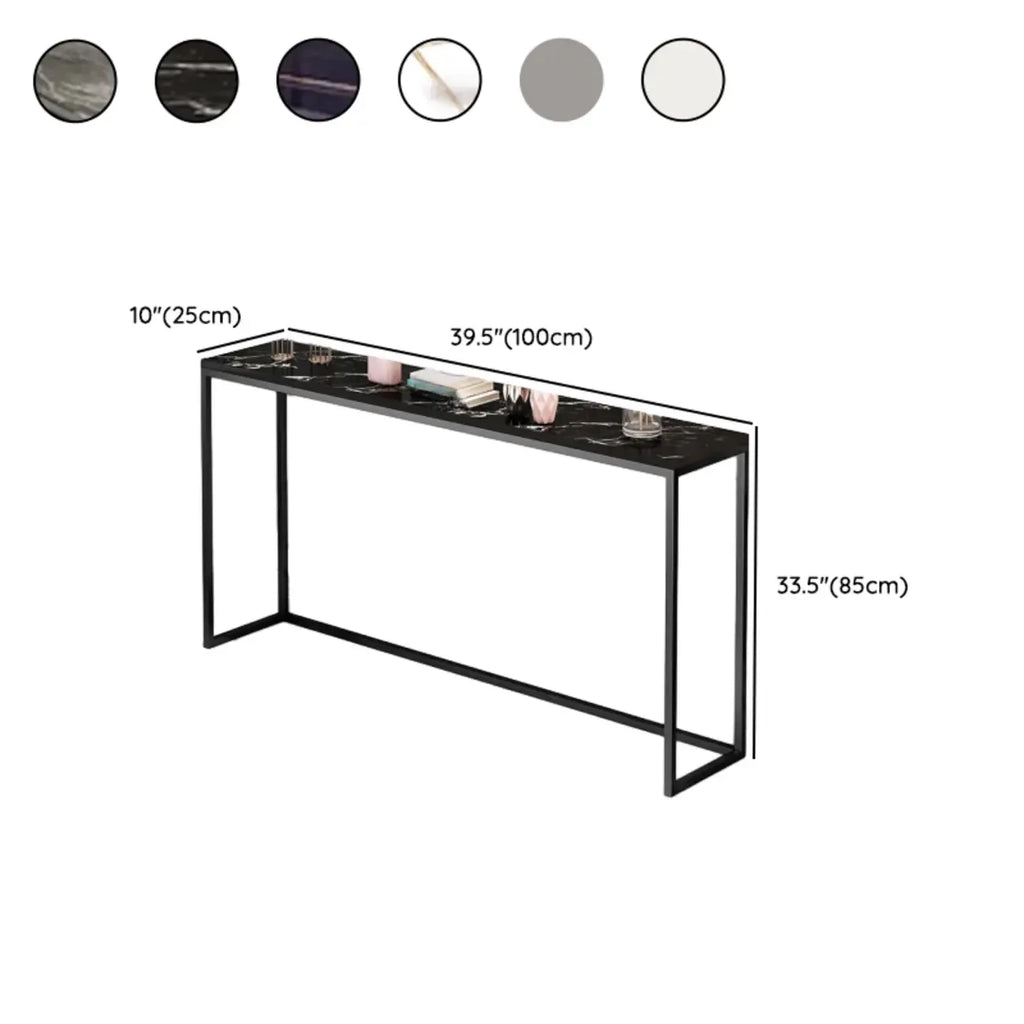 Minimalist Black Metal Bar Tables with Stone Top