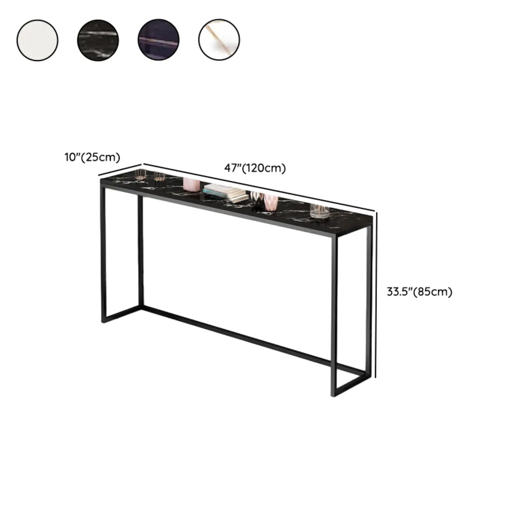 Minimalist Black Metal Bar Tables with Stone Top