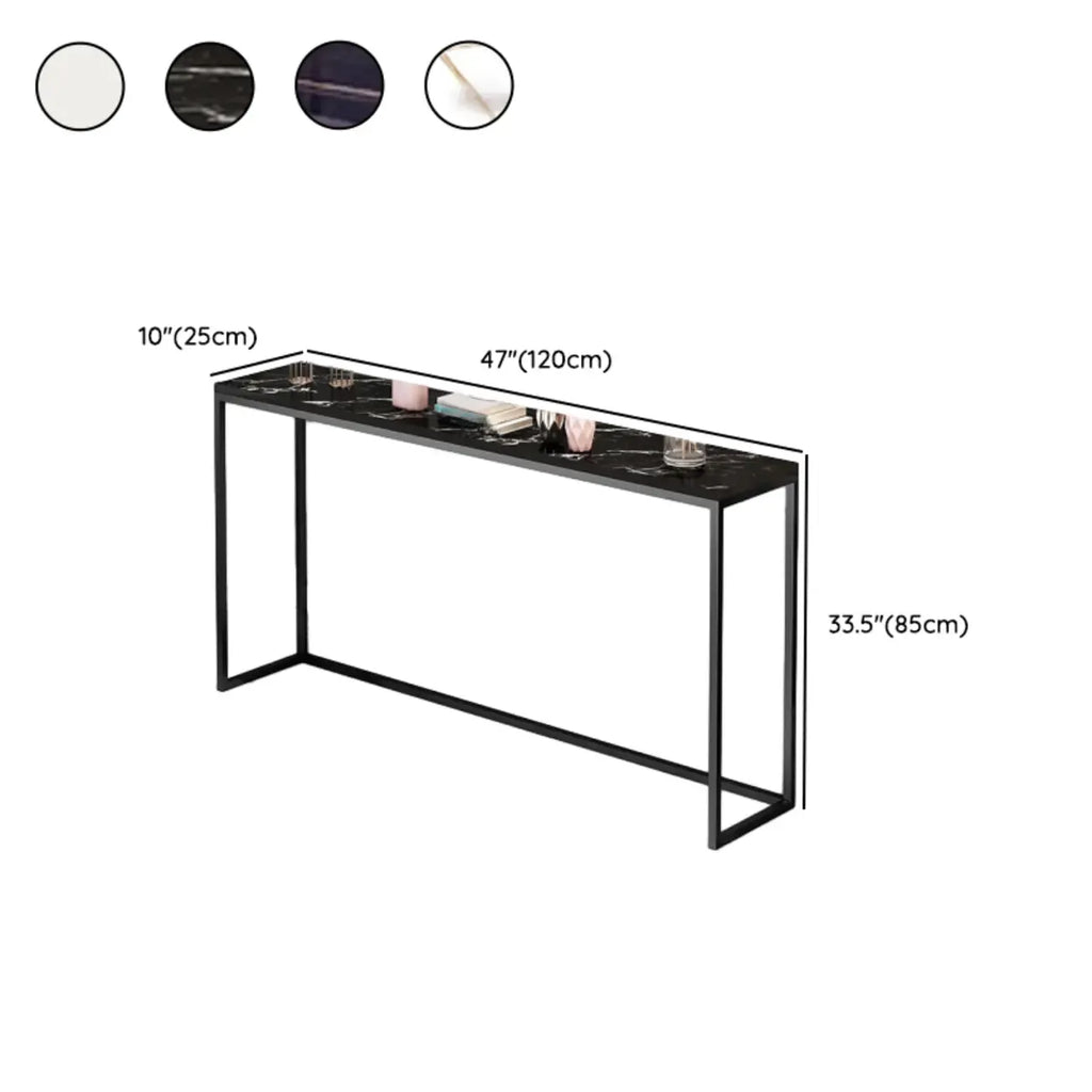Minimalist Black Metal Bar Tables with Stone Top