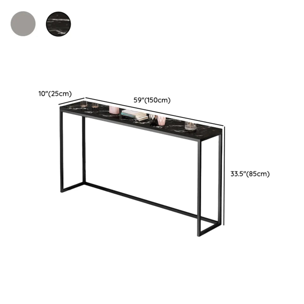 Minimalist Black Metal Bar Tables with Stone Top
