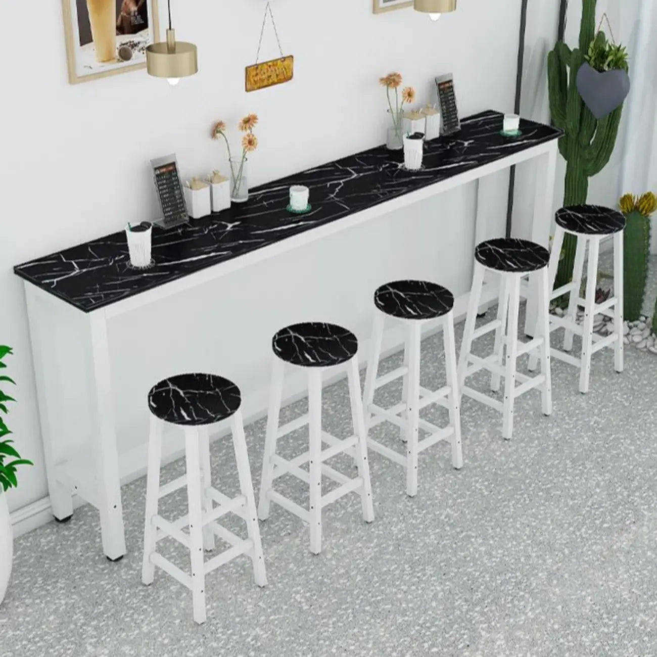 Modern White Metal Fixed Top Design Bar Tables