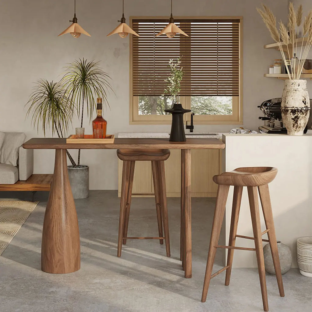 Stylish Brown Natural Wooden Bar Table for Home Bistro