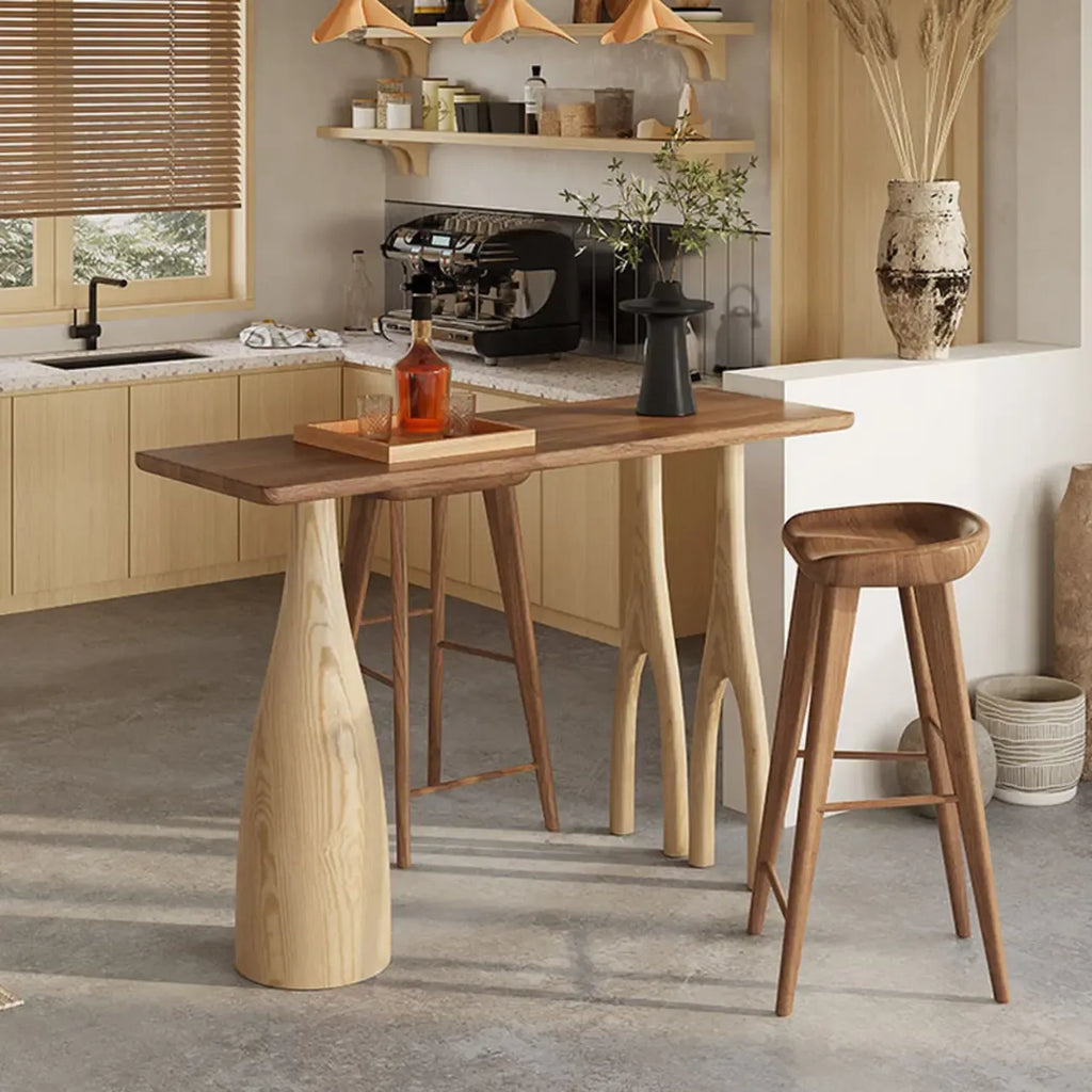 Stylish Brown Natural Wooden Bar Table for Home Bistro