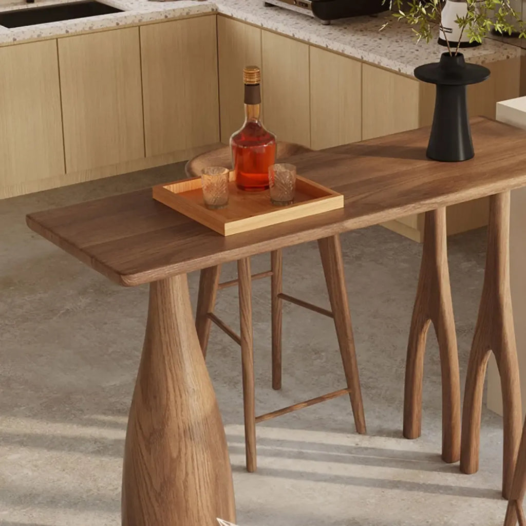 Stylish Brown Natural Wooden Bar Table for Home Bistro