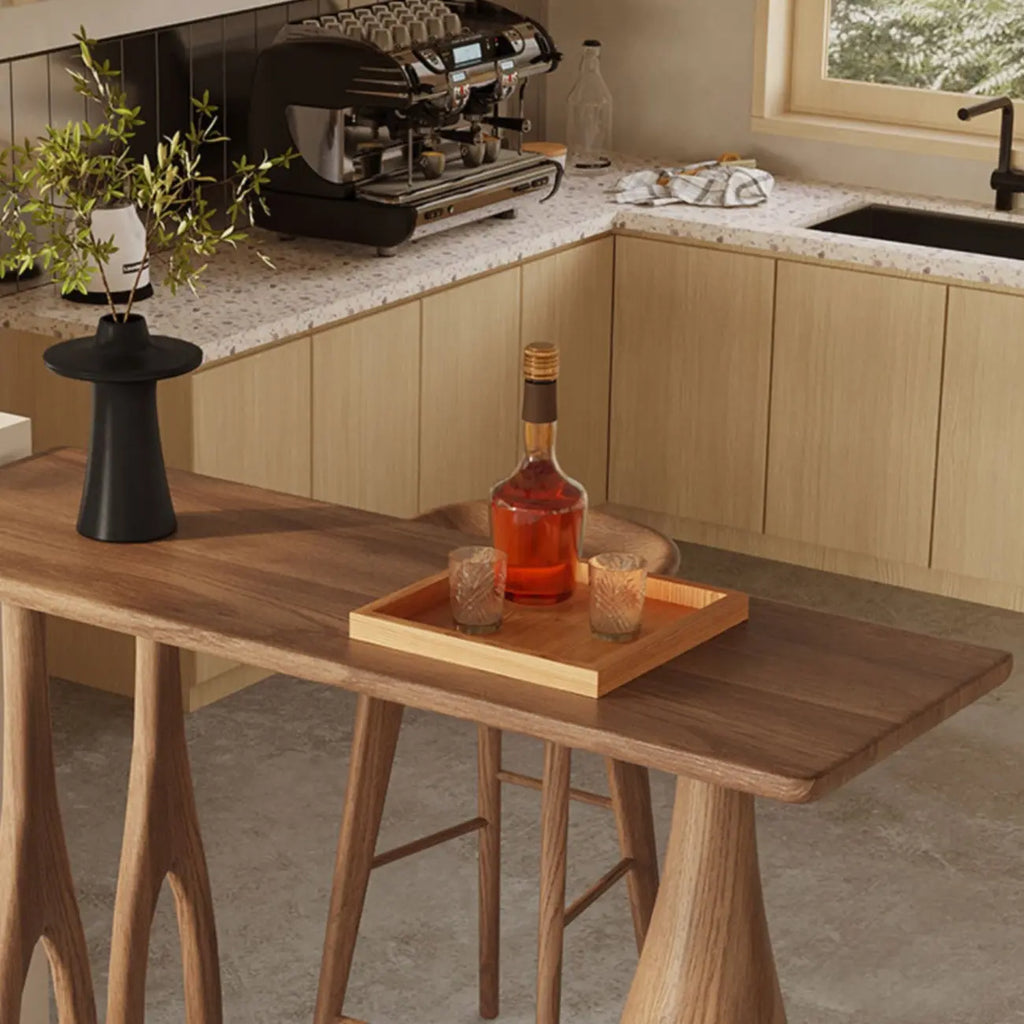 Stylish Brown Natural Wooden Bar Table for Home Bistro