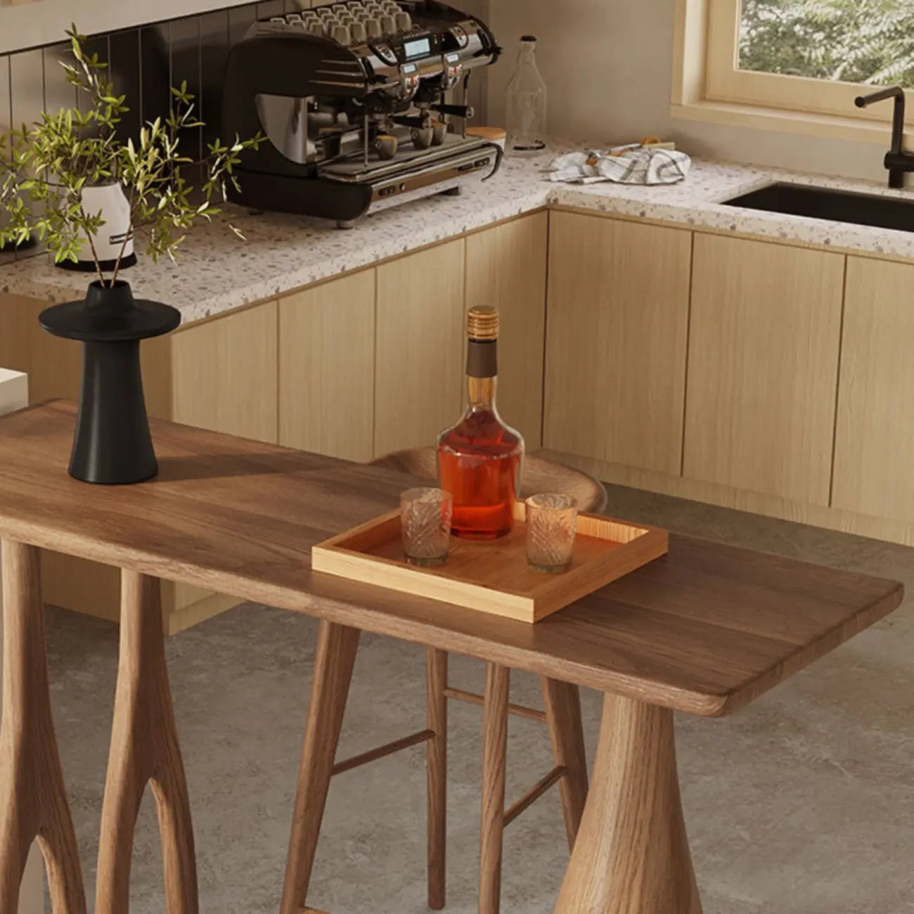 Stylish Brown Natural Wooden Bar Table for Home Bistro