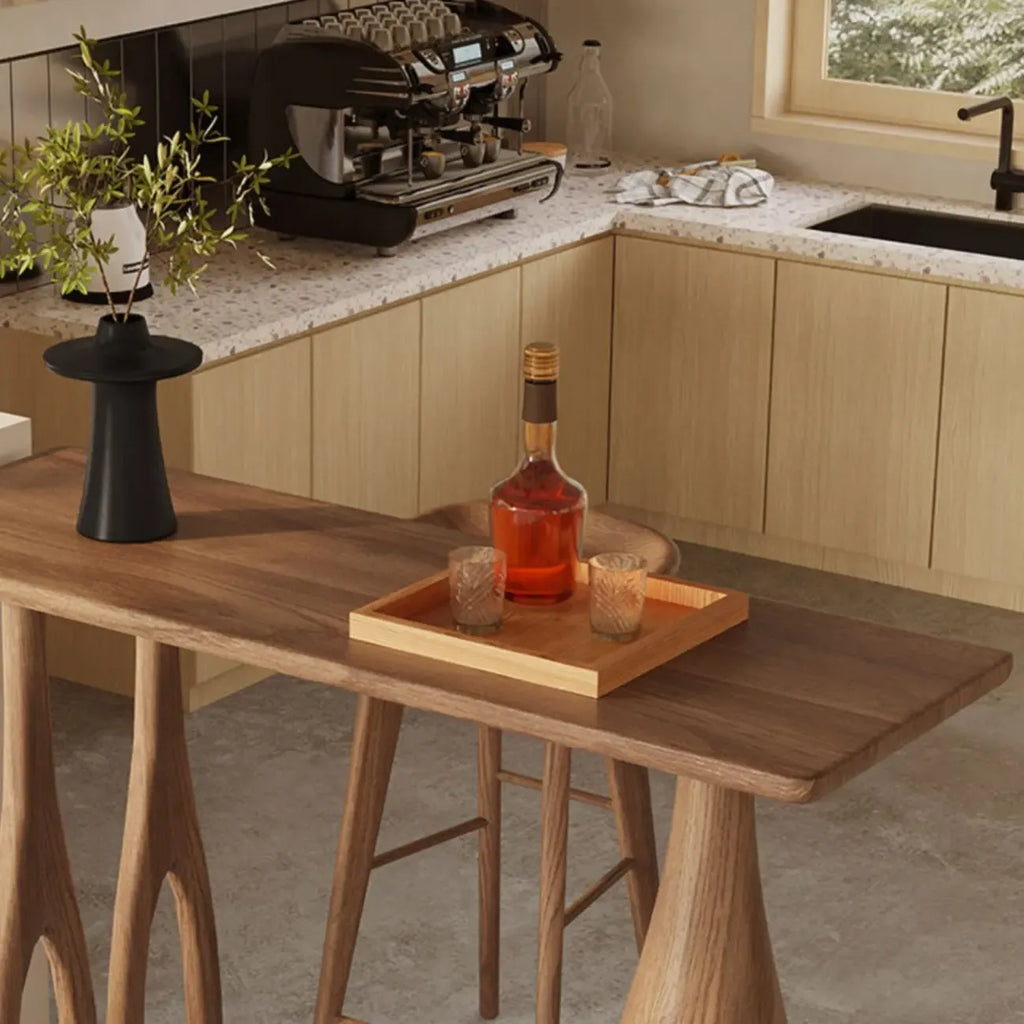 Stylish Brown Natural Wooden Bar Table for Home Bistro
