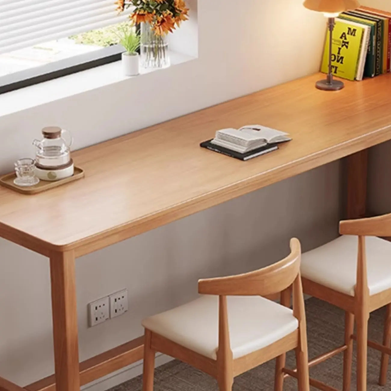 Modern Rubberwood Bar Tables with Trestle Base