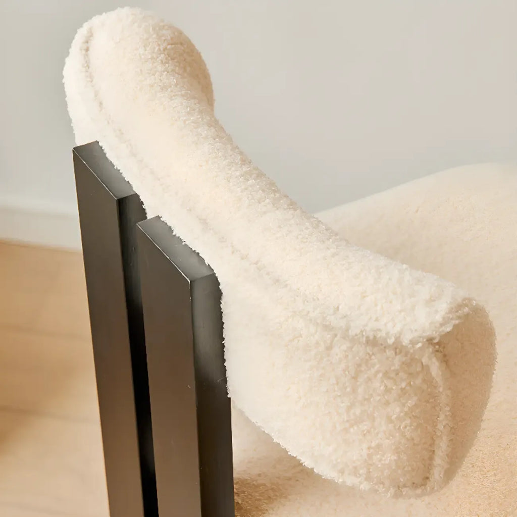 Wooden Boucle Cushioned Backrest Bar Stool