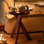 Contemporary Black Wooden Tripod Side Table