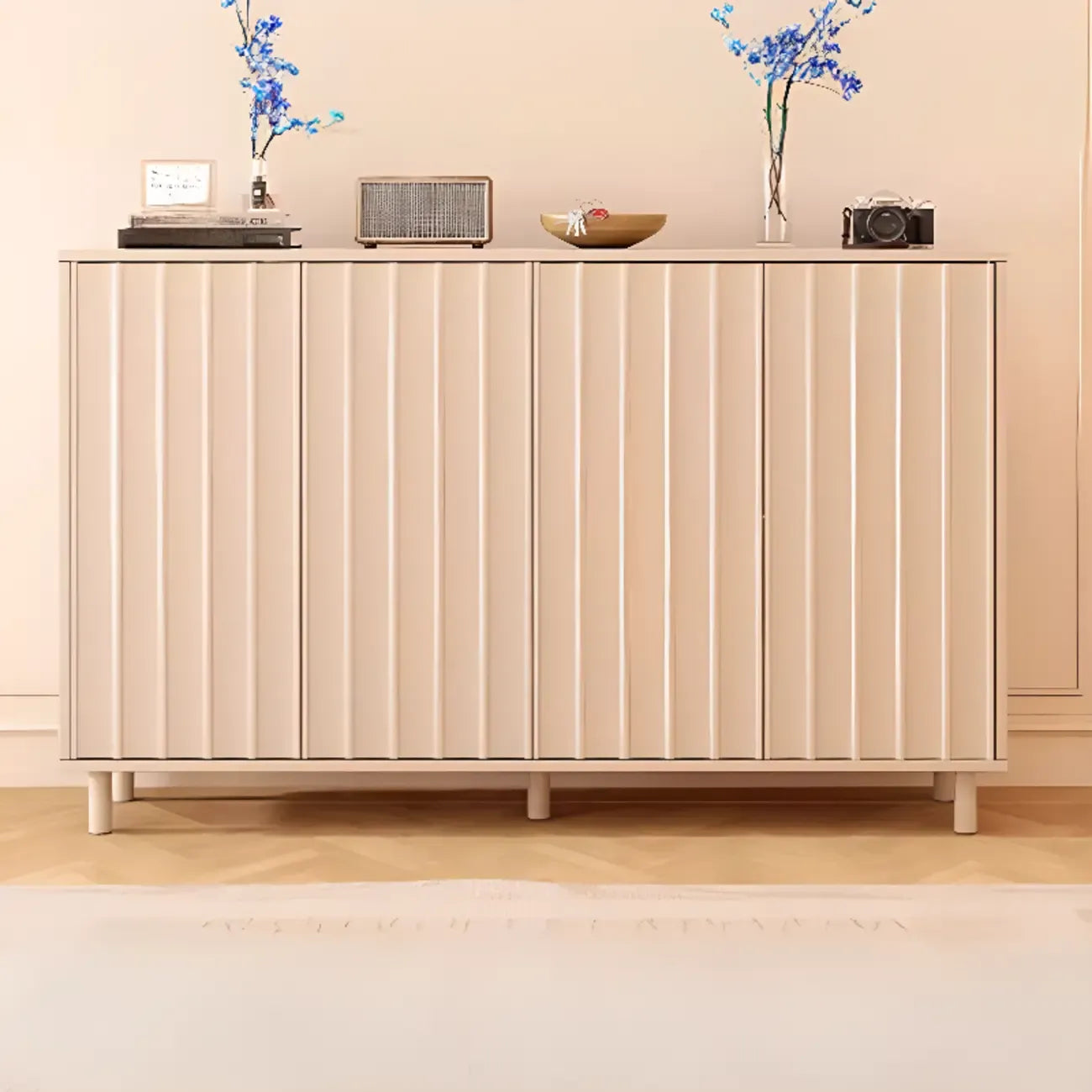 Modern White Closed Back Adjustable Wooden Shoe Cabinet