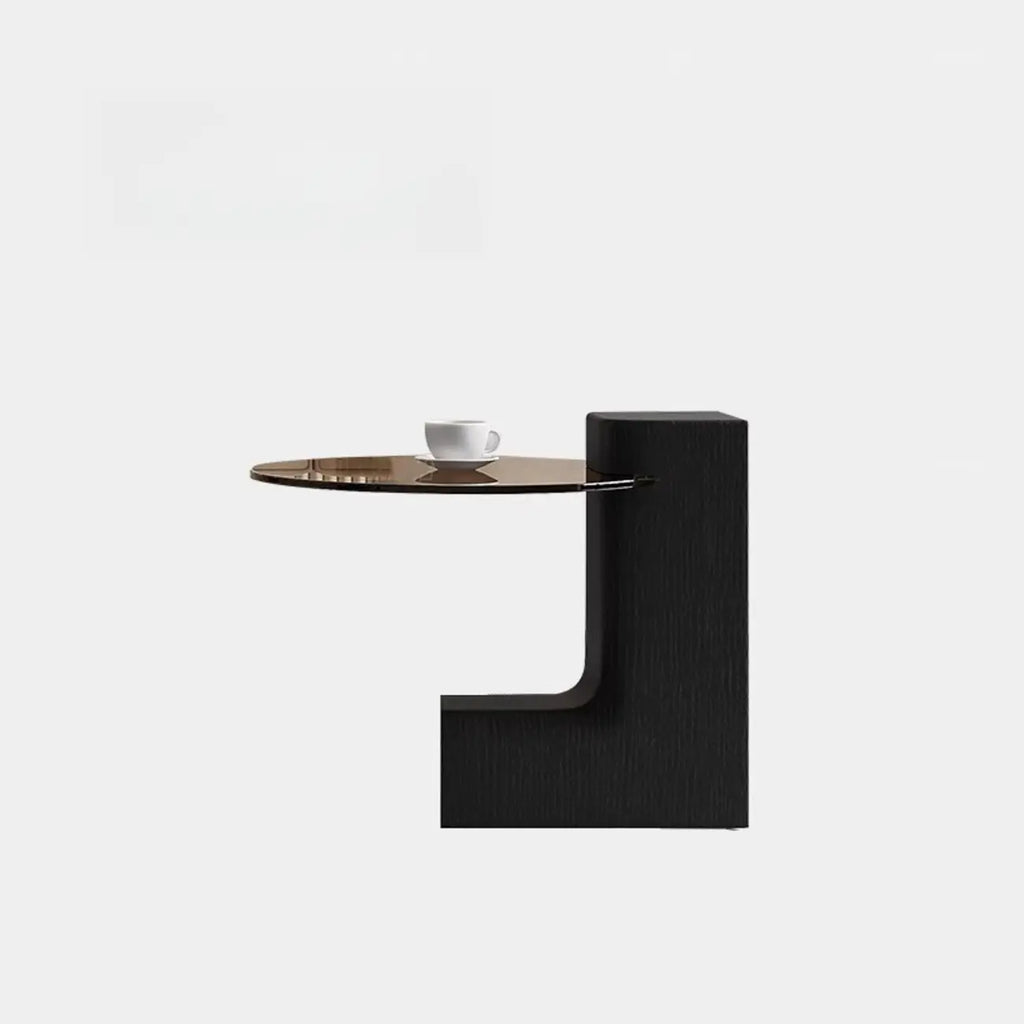 Modern Round Wooden Glass Top Coffee Table