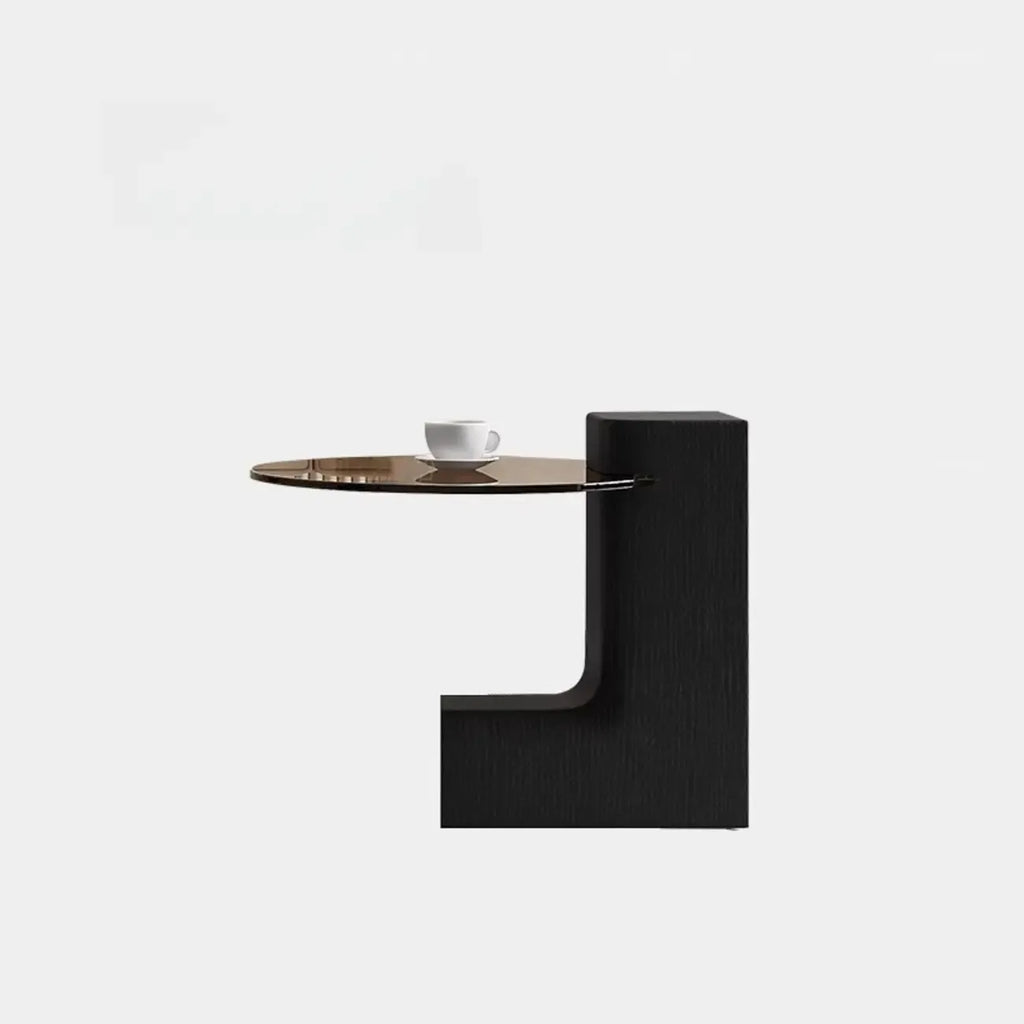 Modern Round Wooden Glass Top Coffee Table
