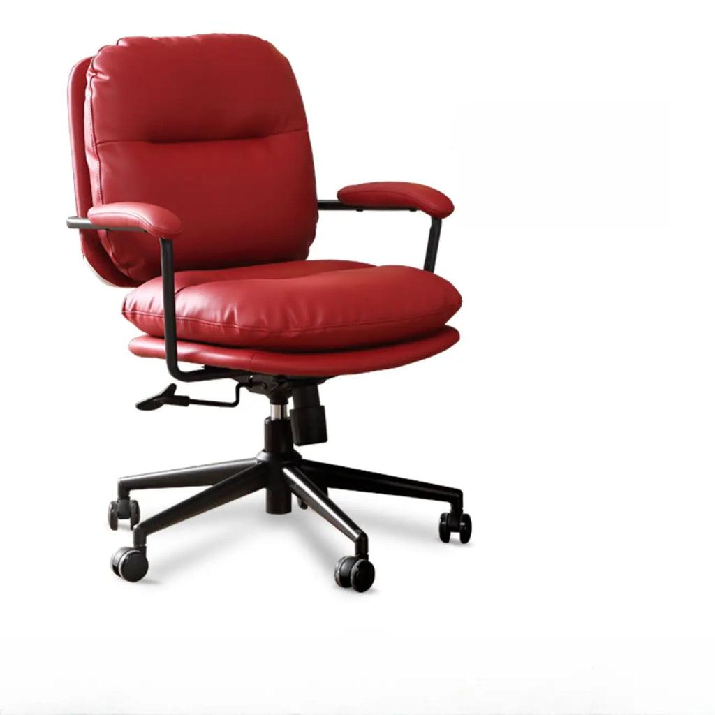 Elegant Beige Leather Swivel Ergonomic Office Chair