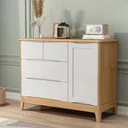 Classic Large White Brown Wooden Utility Storage Cabinet