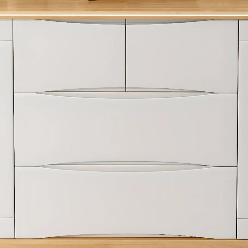 Classic Large White Brown Wooden Utility Storage Cabinet