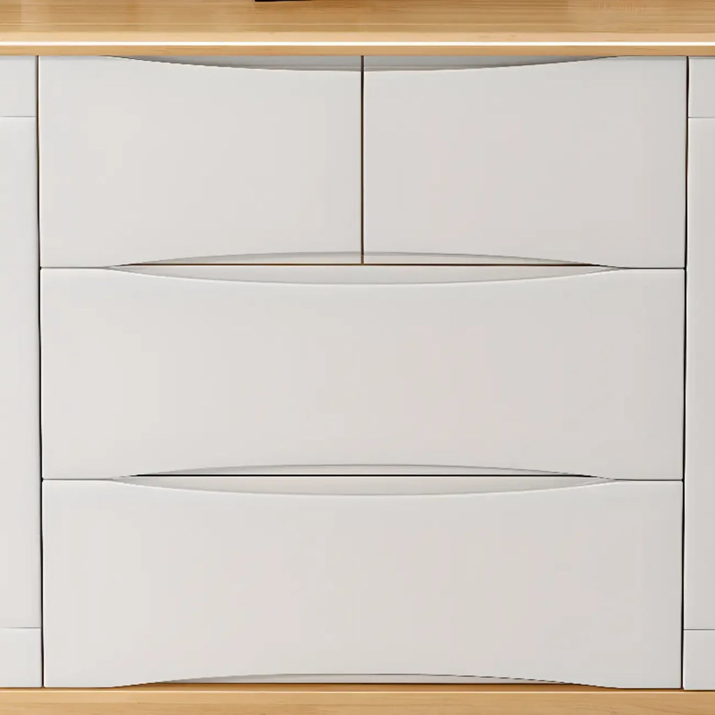 Classic Large White Brown Wooden Utility Storage Cabinet