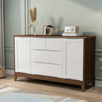 Classic Large White Brown Wooden Utility Storage Cabinet
