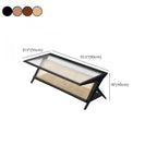 Modern Brown Rectangle Glass Wood Coffee Table with Shelf
