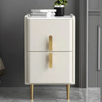 Glam Night Table with 2 Drawers – Off-White Finish