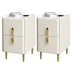 Glam Night Table with 2 Drawers – Off-White Finish