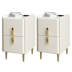 Glam Night Table with 2 Drawers – Off-White Finish