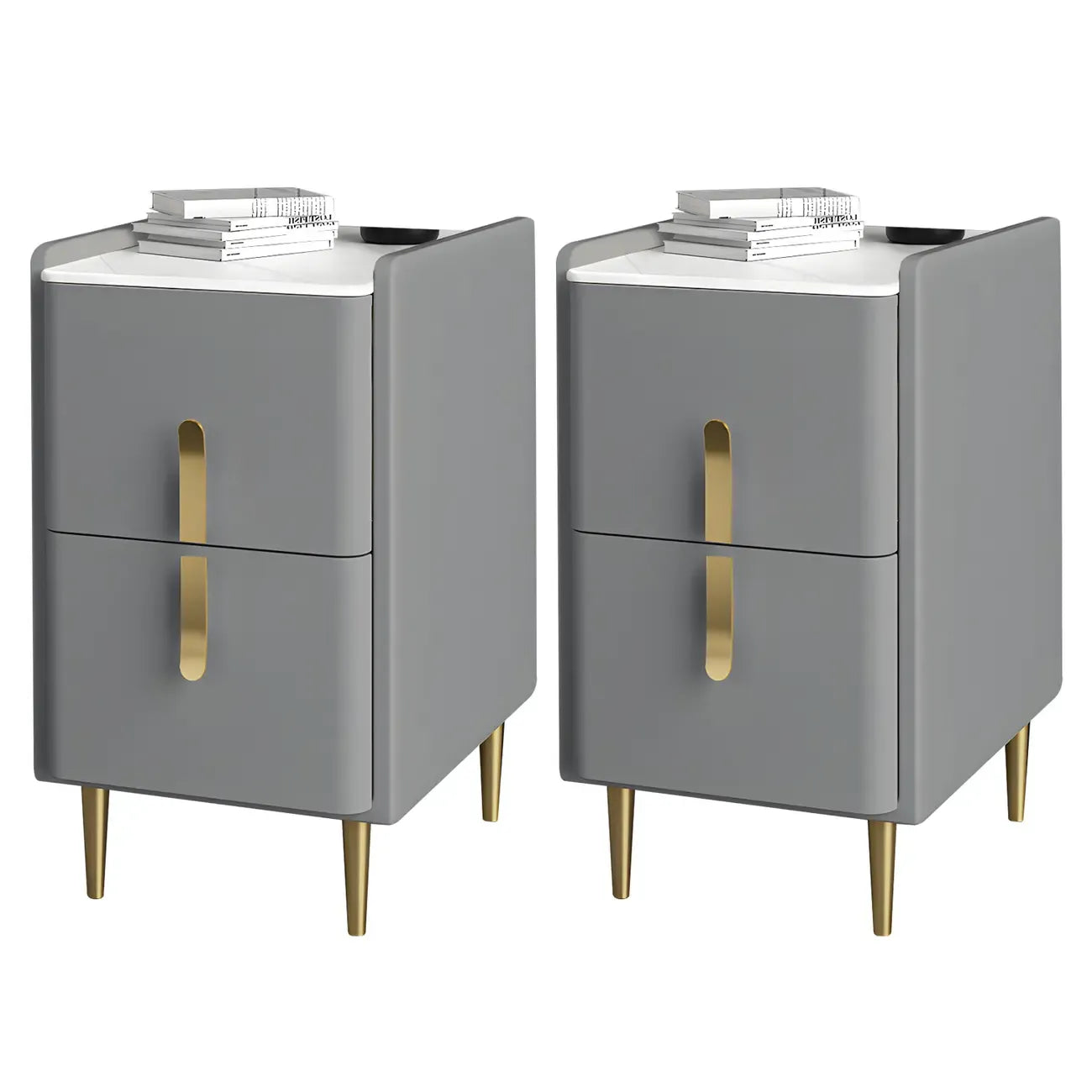 Glam Night Table with 2 Drawers – Off-White Finish
